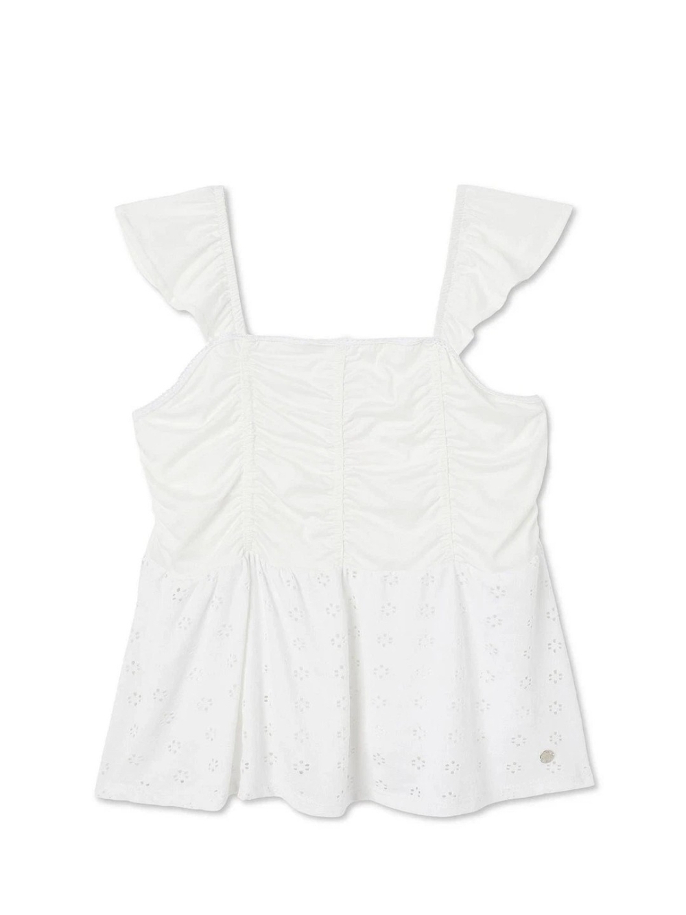 Justice Girls Babydoll Eyelet White Top, Girls Fashion Infant Top Size 10 NWT